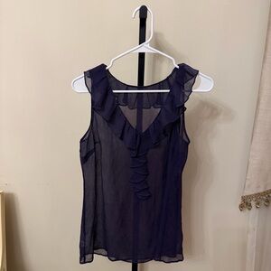 Elegant Navy Sleeveless Ruffle Top